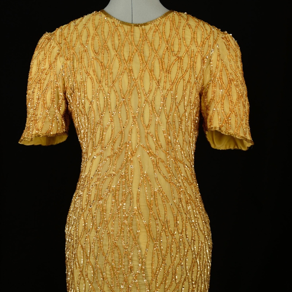 Gold Beaded & Sequined Mark & John Wiggle Dress